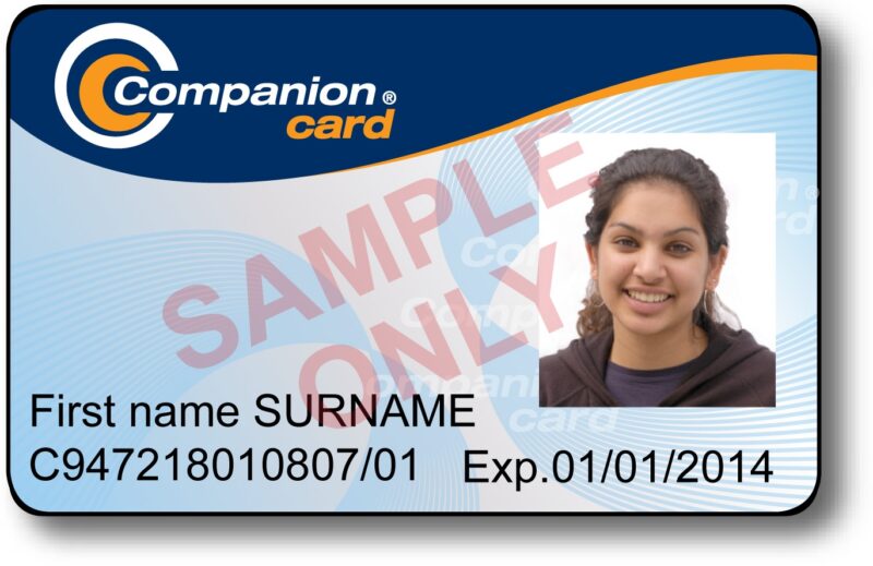 Sample of the front of the companion card including photo of card holder